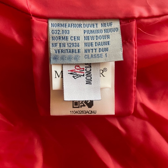 Women’s Red Moncler Down Puffer Jacket with Real Rabbit Fur lined hood Size 3 - Picture 11 of 13